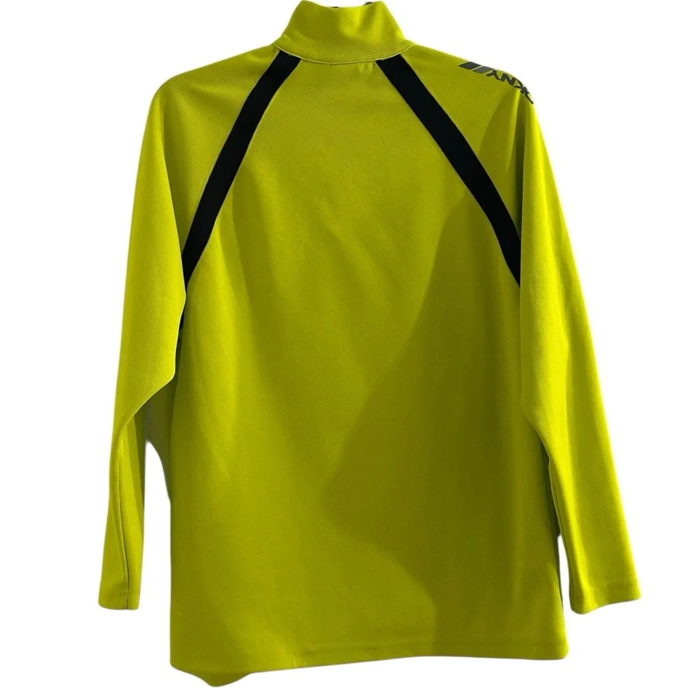 DKNY Sport Neon Yellow 1/4‎ Zip Pullover Mens XS Athletic Y2K Logo